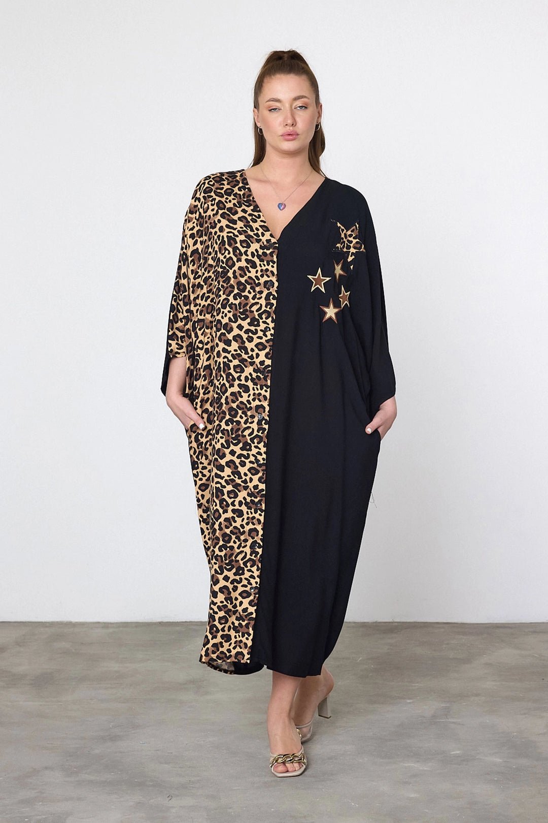 Maxi Boy Leopard Embroidered Woven Viscose Dress BCVL-253102 - North Bethesda