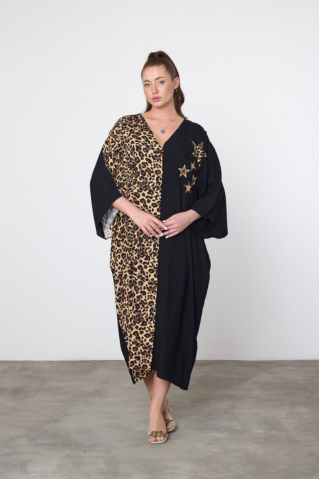 Maxi Boy Leopard Embroidered Woven Viscose Dress BCVL-253102 - North Bethesda
