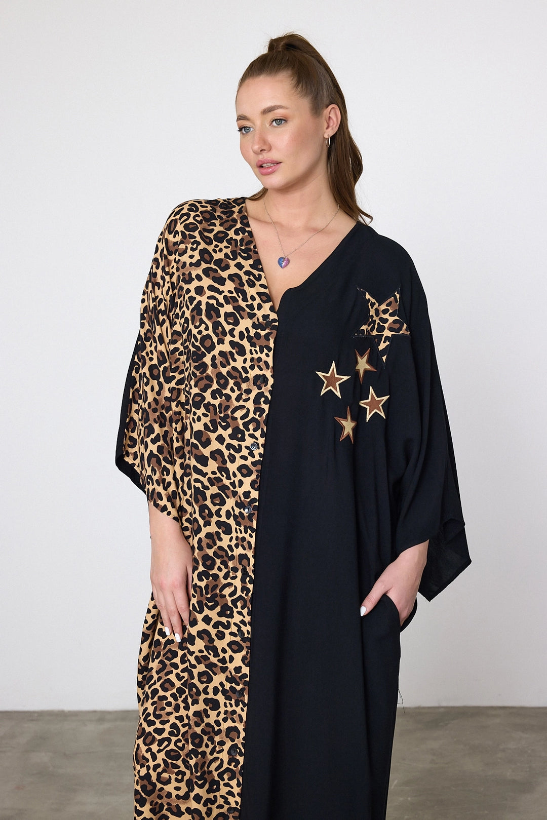 Maxi Boy Leopard Embroidered Woven Viscose Dress BCVL-253102 - North Bethesda