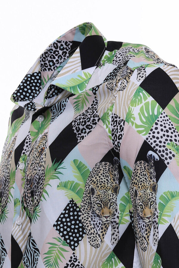 WSS Leopard Pattern Long Sleeves Multicolor Men Shirt  - Bellevue
