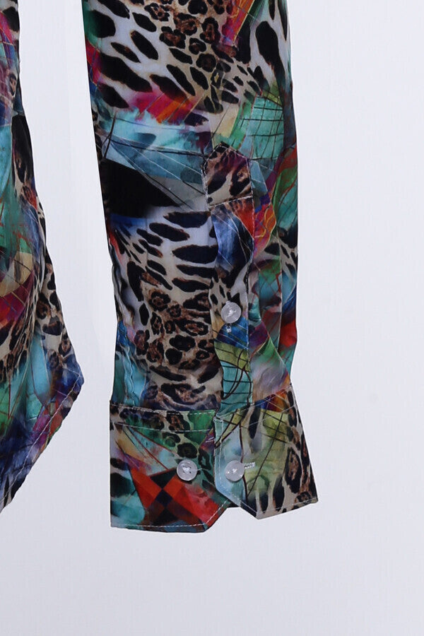 WSS Leopard Pattern Slim Fit Long Sleeves Multicolor Men Shirt  - Trois-Rivières
