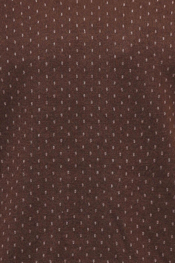 WSS Light Brown Dot Patterned V Neck Sweater  - Singen