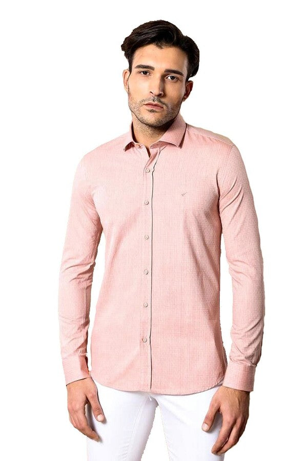 WSS Pink Patterned Slim-Fit Men Shirt  - Brixton