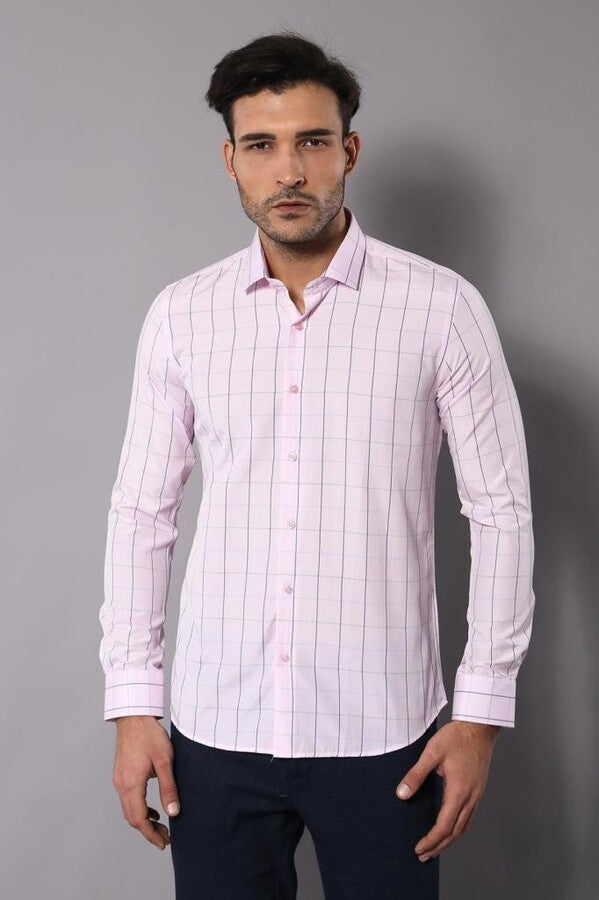 WSS Light Pink Plaid Shirt for Men  - Gosport