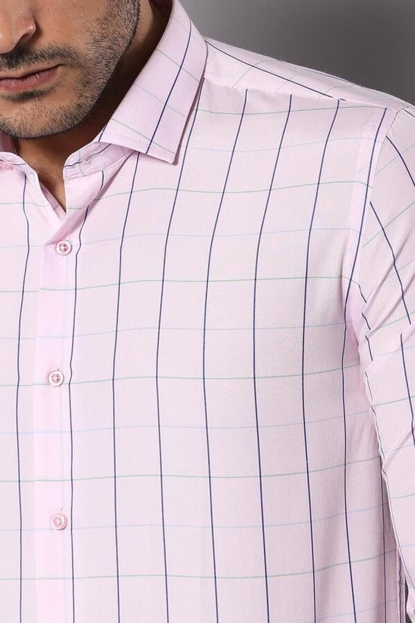 WSS Light Pink Plaid Shirt for Men  - Gosport