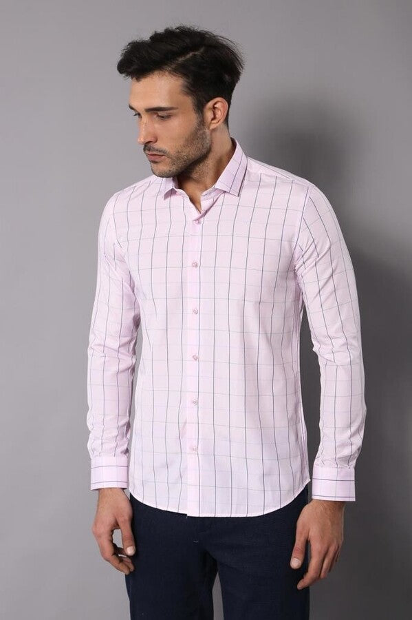 WSS Light Pink Plaid Shirt for Men  - Gosport