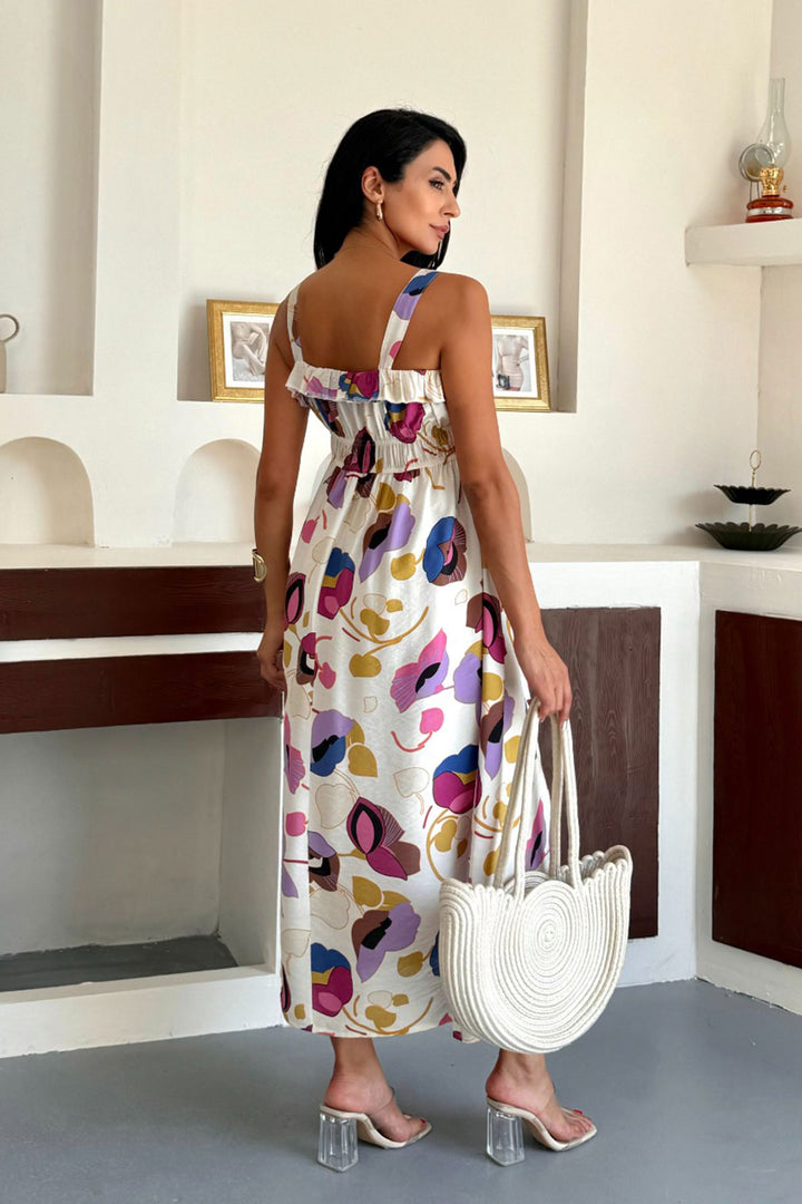 Cotton Premium Woven Dress with Lilac Patterned Strappy Ruffled Inner Petticoat Lining BCCM-253004 - Riviera Beach