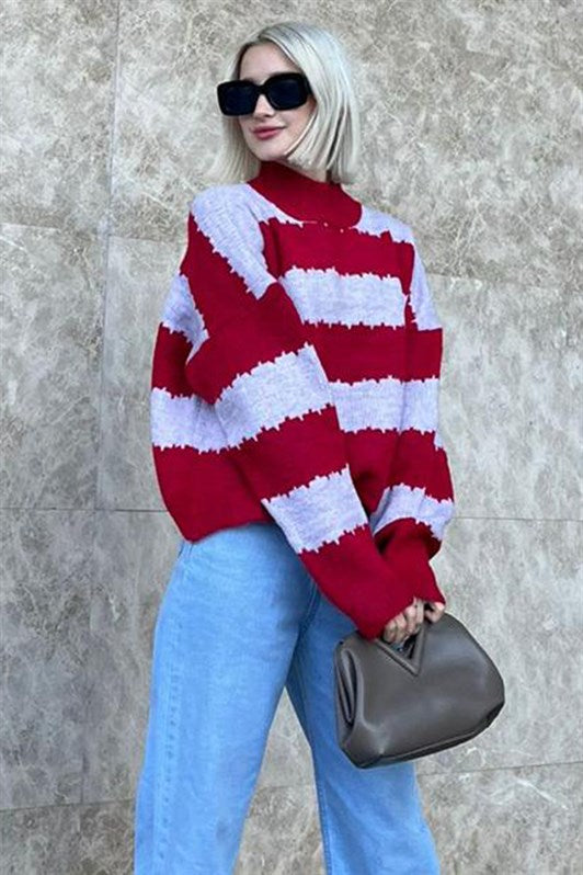 MDX Purple Patterned Oversized Sweater MG1205 - Nikopol