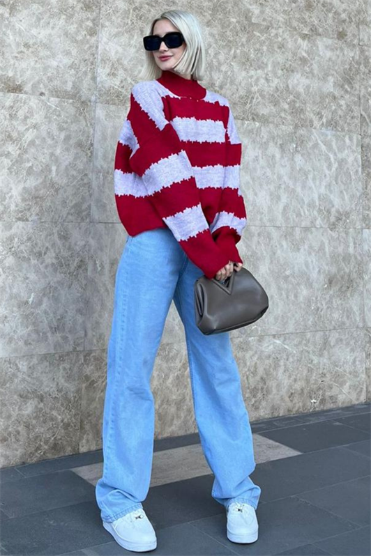 MDX Purple Patterned Oversized Sweater MG1205 - Nikopol