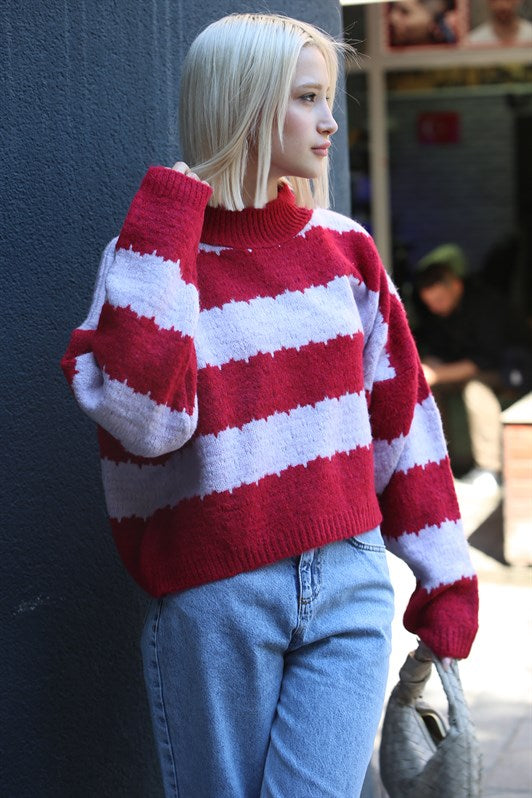 MDX Purple Patterned Oversized Sweater MG1205 - Nikopol