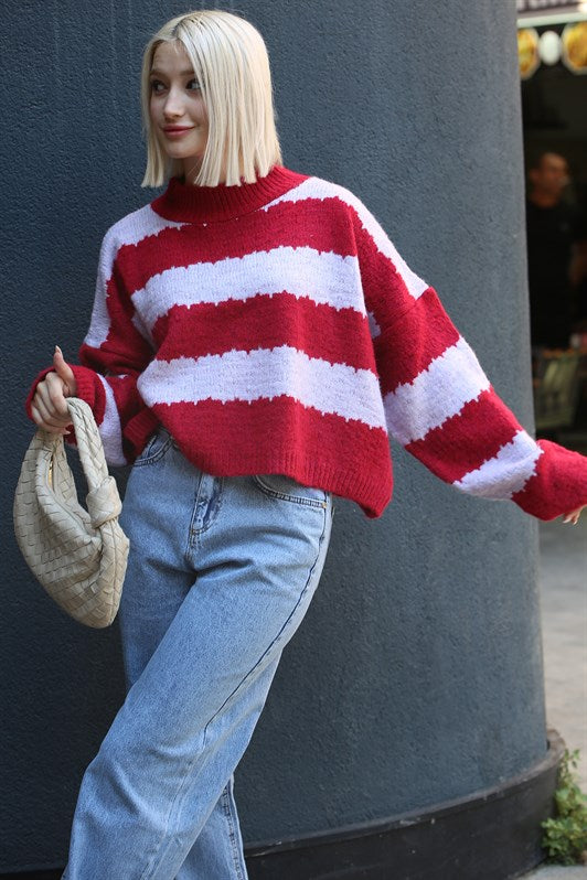 MDX Purple Patterned Oversized Sweater MG1205 - Nikopol