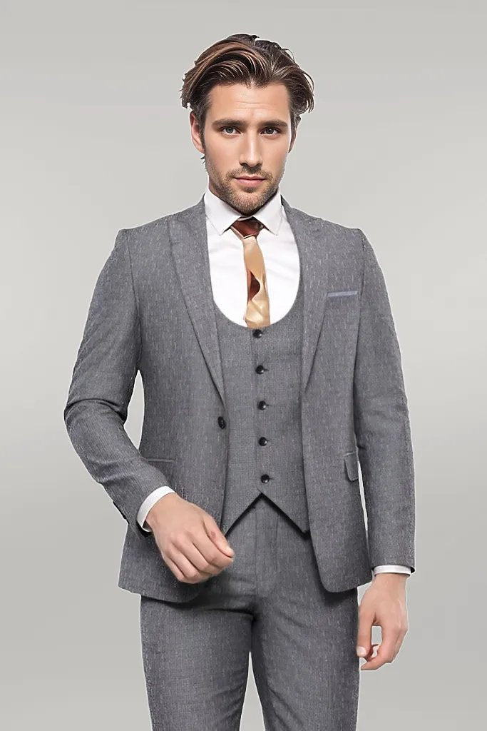 WSS Linen Touch Black 3 Piece Men's Suit  - Sicklerville