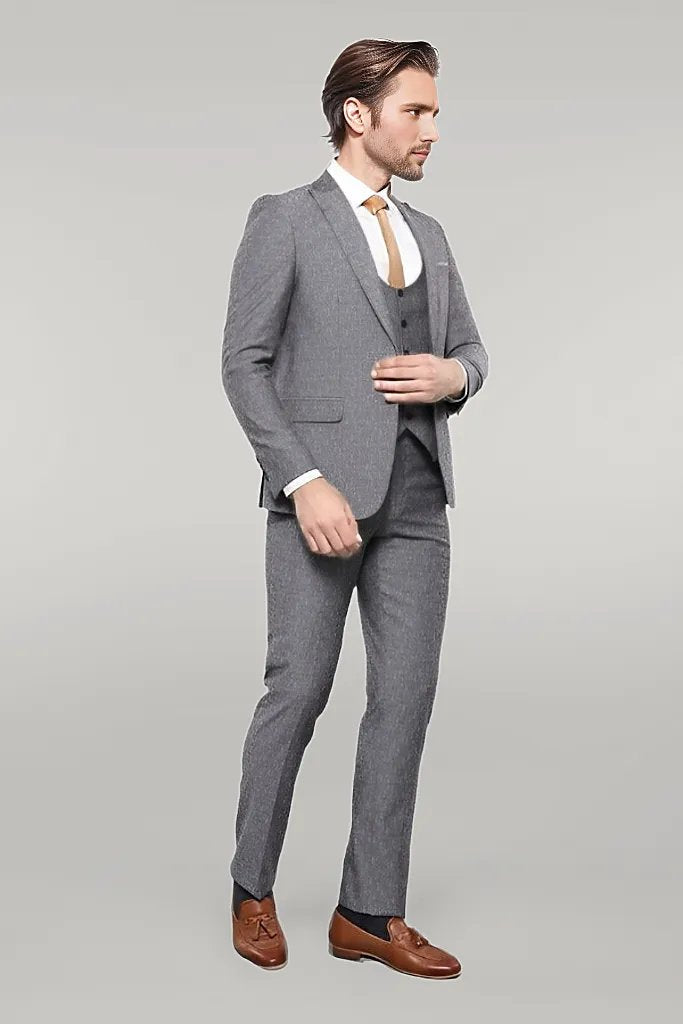 WSS Linen Touch Black 3 Piece Men's Suit  - Sicklerville