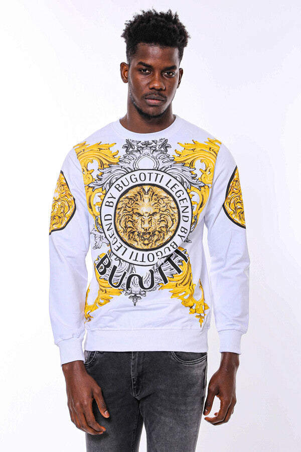 WSS Lion Patterned Slim Fit White Sweatshirt  - Vicenza