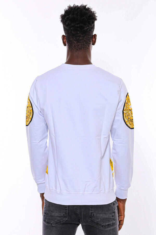 WSS Lion Patterned Slim Fit White Sweatshirt  - Vicenza
