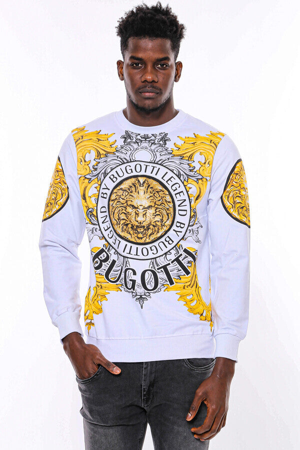 WSS Lion Patterned Slim Fit White Sweatshirt  - Vicenza