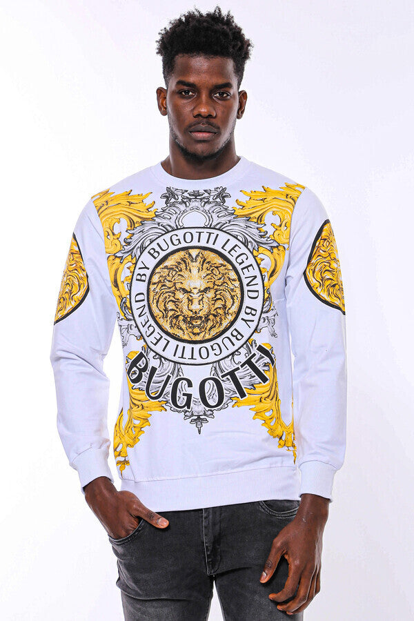 WSS Lion Patterned Slim Fit White Sweatshirt  - Vicenza