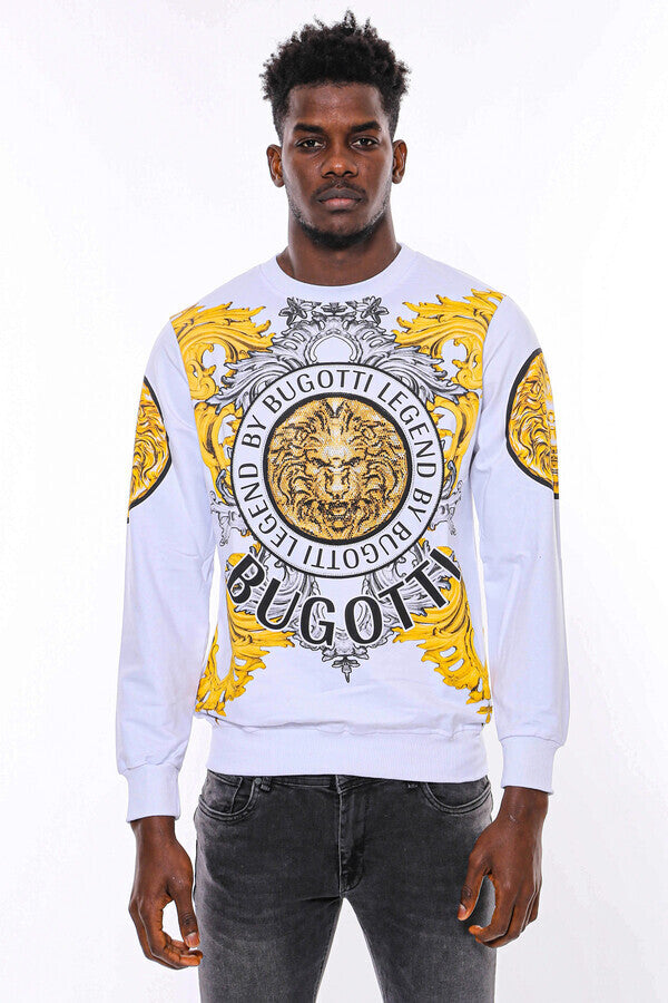 WSS Lion Patterned Slim Fit White Sweatshirt  - Vicenza