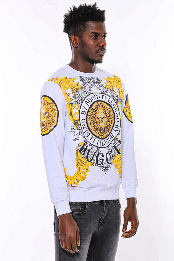 WSS Lion Patterned Slim Fit White Sweatshirt  - Vicenza