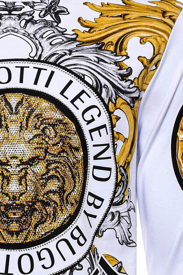 WSS Lion Patterned Slim Fit White Sweatshirt  - Vicenza