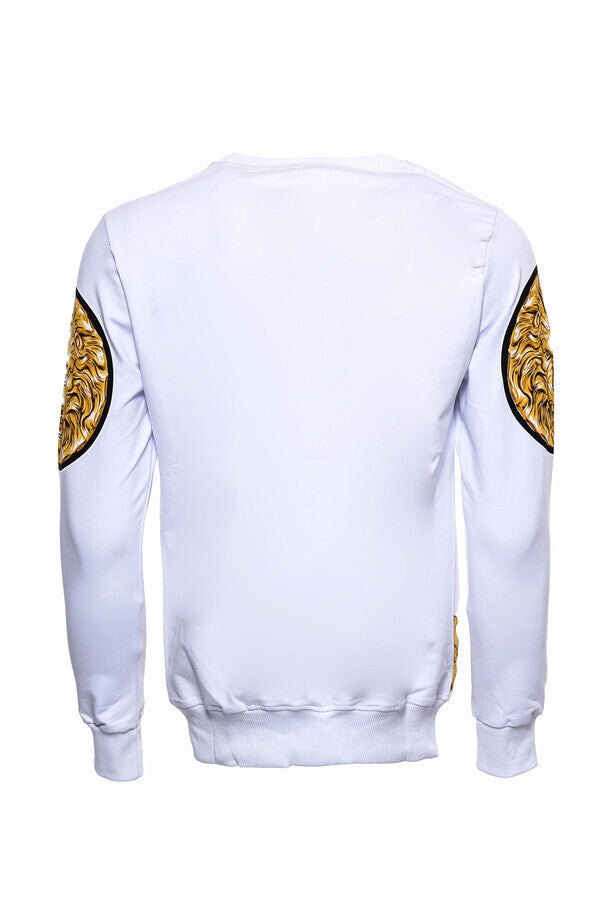 WSS Lion Patterned Slim Fit White Sweatshirt  - Vicenza