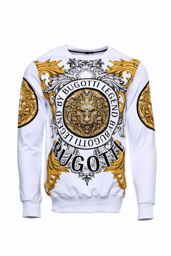 WSS Lion Patterned Slim Fit White Sweatshirt  - Vicenza