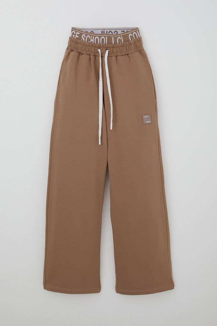 BRE Locoloco Girl's Sweatpants with Boxer Detail and Armalı Lace-Up, 94 Years, Brown - Comitán