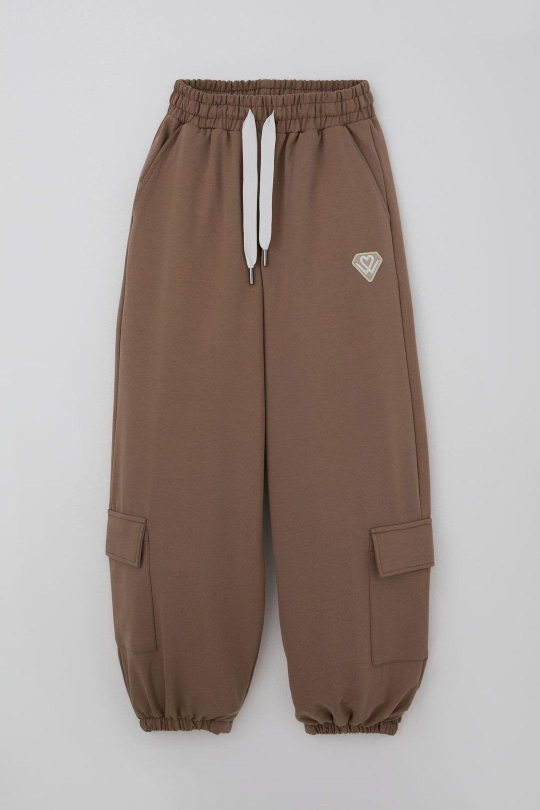 BRE Locoloco Girl's Tracksuit Set with Emblem Cargo Pocketed Elastic Waistband Cuffs 94 Years, Brown - South Shields