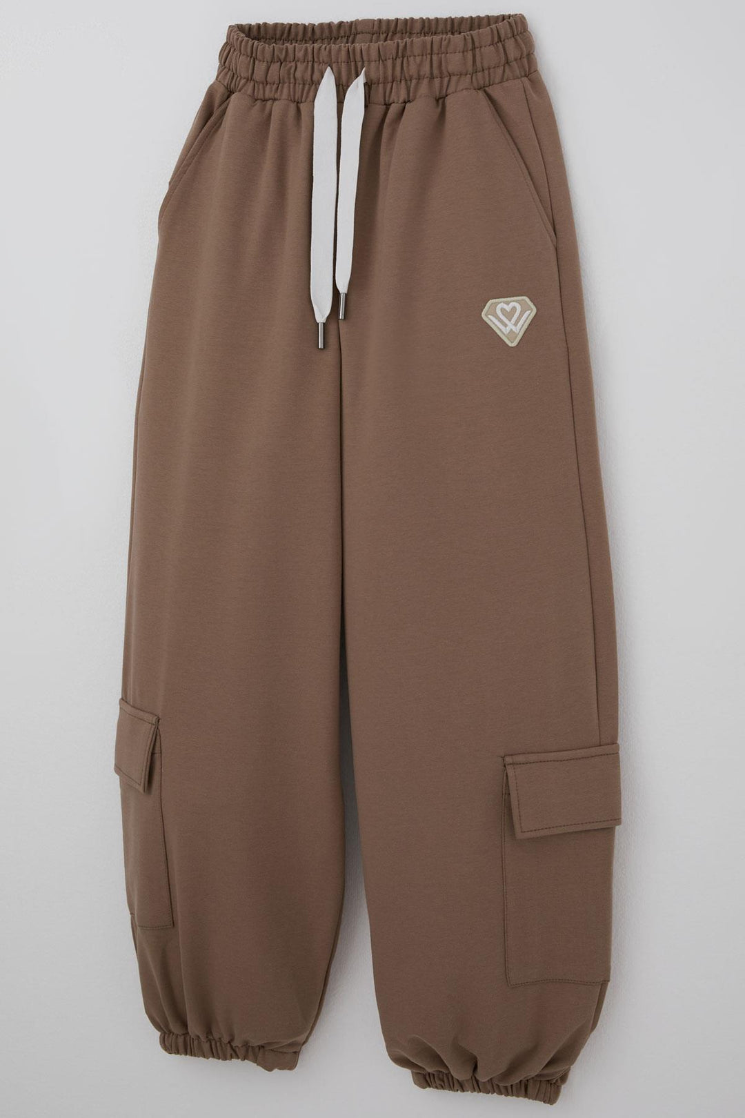 BRE Locoloco Girl's Tracksuit Set with Emblem Cargo Pocketed Elastic Waistband Cuffs 94 Years, Brown - South Shields