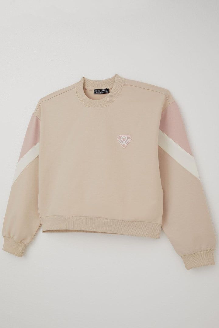 BRE Locoloco Kız Çocuk Eşofman Takımı Armalı Kargo Cepli Beli Paçası Lastikli 94 Yaş, Krem - Loulé