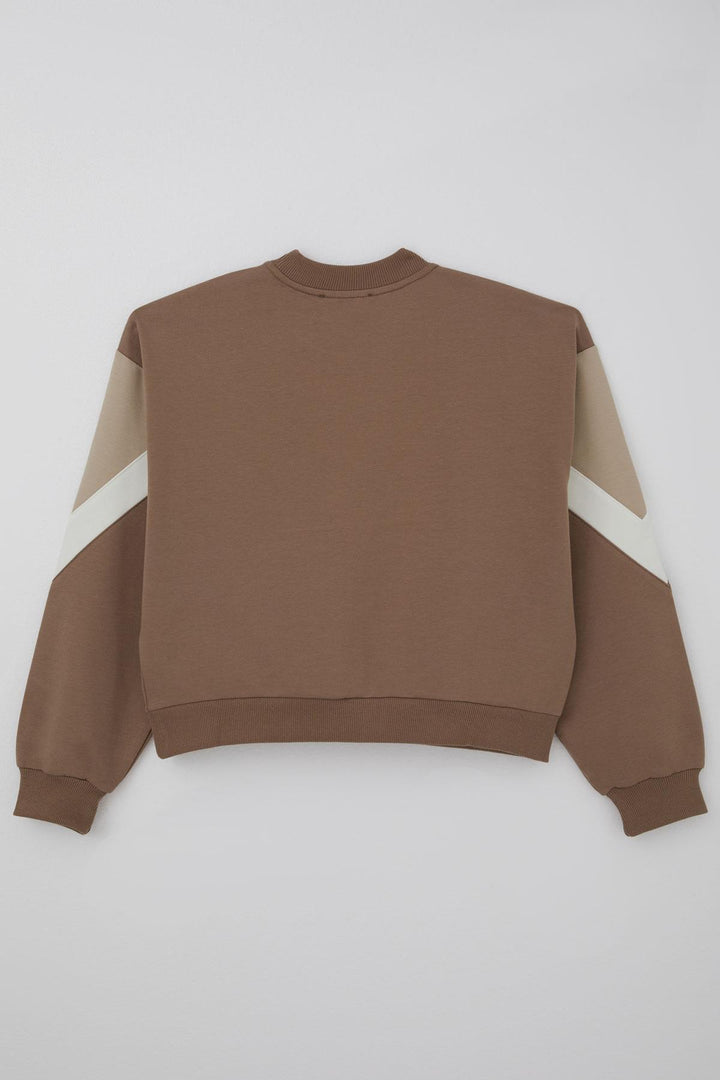 BRE Locoloco Girl's Tracksuit Set with Emblem Cargo Pocketed Elastic Waistband Cuffs 94 Years, Brown - South Shields