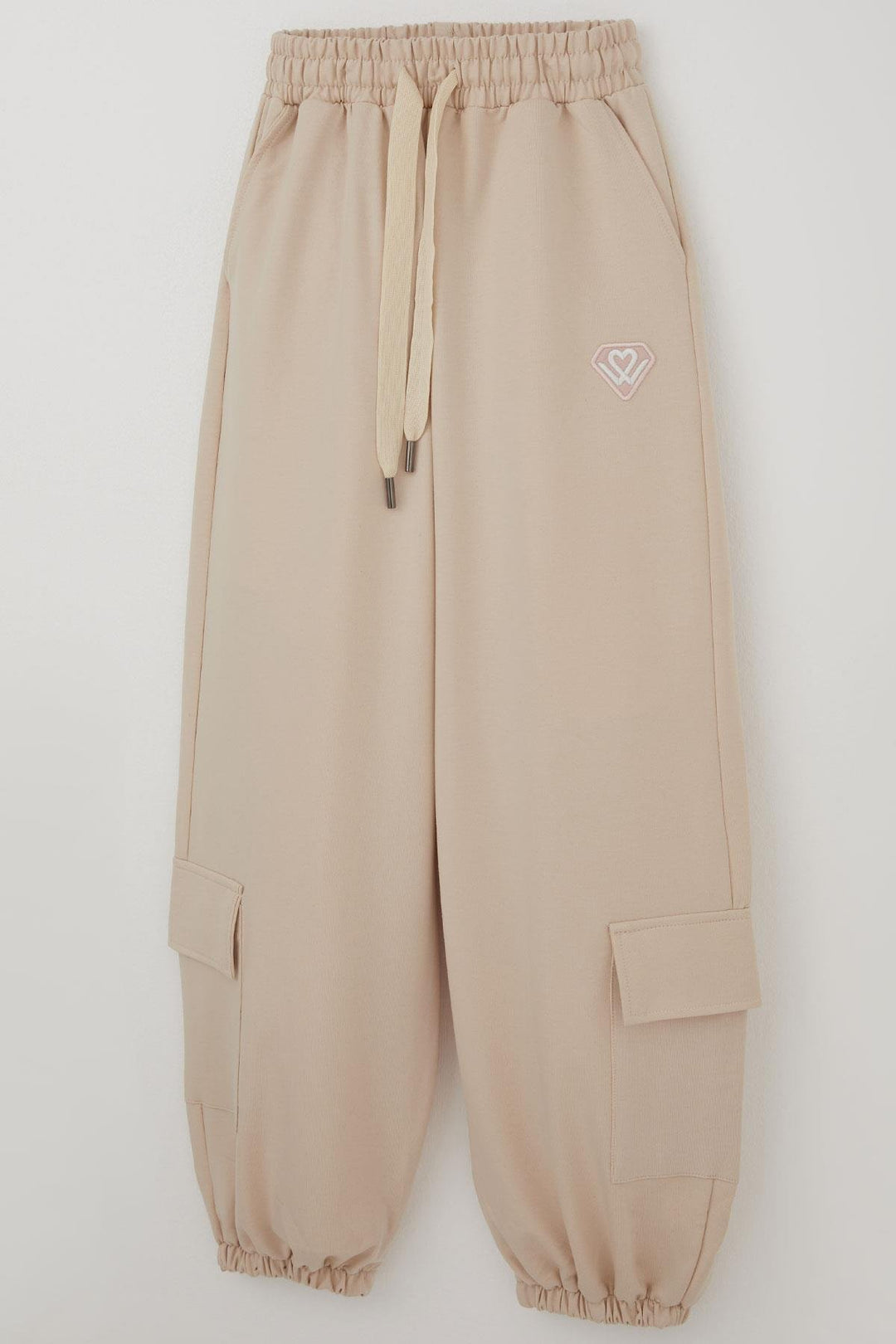 BRE Locoloco Kız Çocuk Eşofman Takımı Armalı Kargo Cepli Beli Paçası Lastikli 94 Yaş, Krem - Loulé