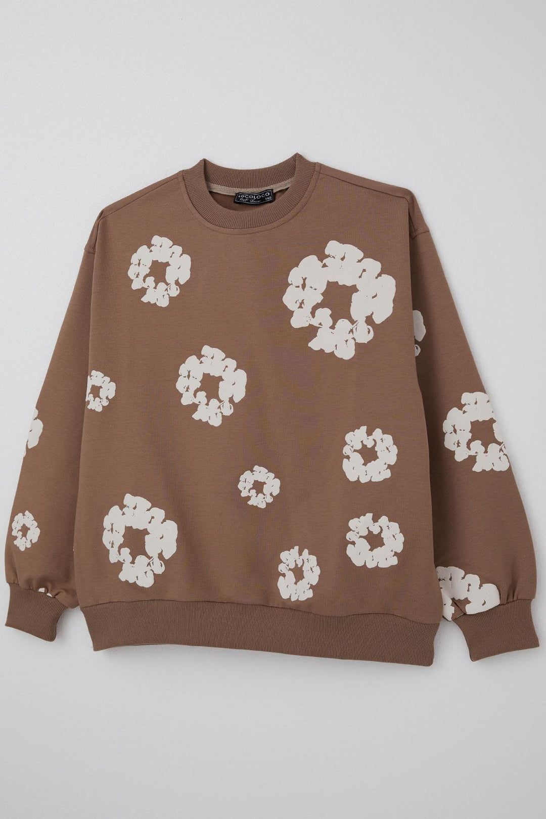 BRE Locoloco Kız Çocuk Sweatshirt Çiçek Baskılı 94 Yaş, Kahverengi - Oswego