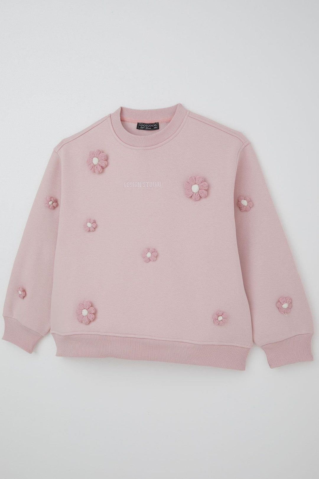 BRE Locoloco Girl's Sweatshirt with Flower Motif, 94 Years, Pink - Schiedam