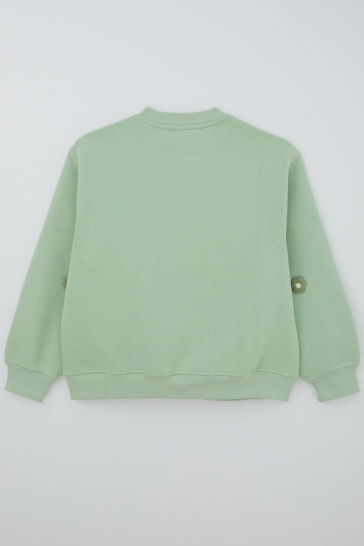 BRE Locoloco Girl's Sweatshirt with Flower Motif, 94 Years, Aqua Green - Eltham