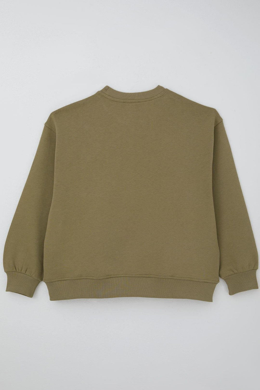 BRE Locoloco Girl's Sweatshirt with Embossed Printed Text, 94 Years, Khaki Green - Ciudad Victoria