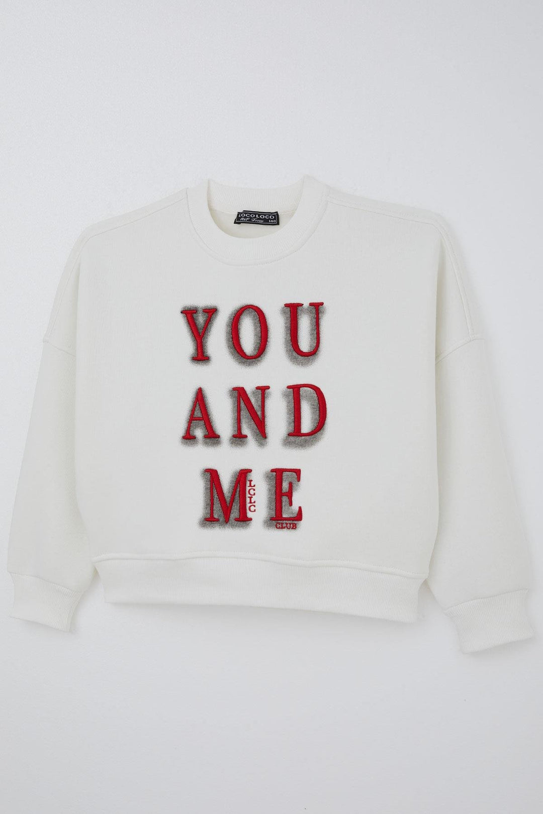 BRE Locoloco Kız Çocuk Sweatshirt You And Me Yazı Nakışlı 94 Yaş, Ekru - Prairieville