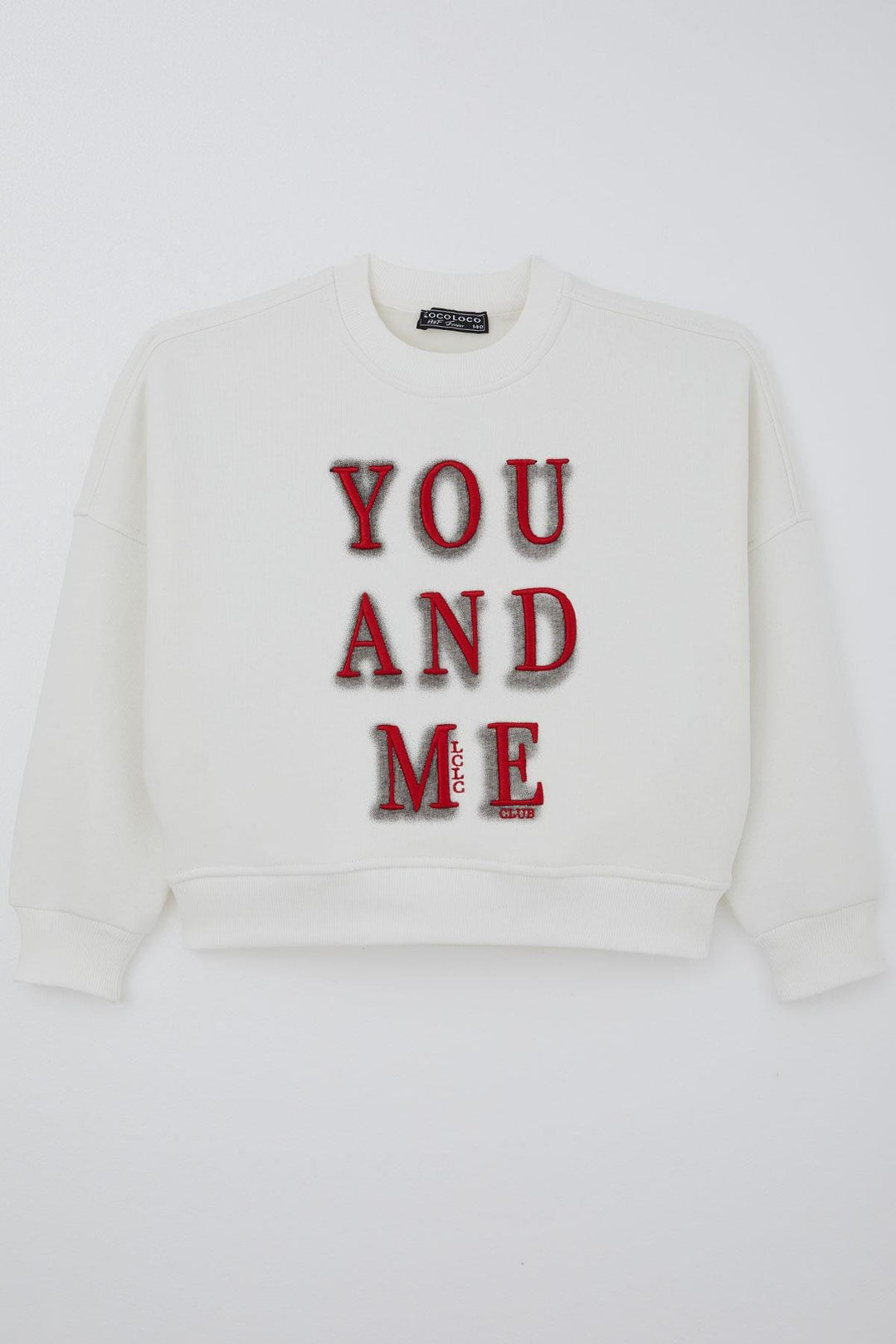 BRE Locoloco Kız Çocuk Sweatshirt You And Me Yazı Nakışlı 94 Yaş, Ekru - Prairieville