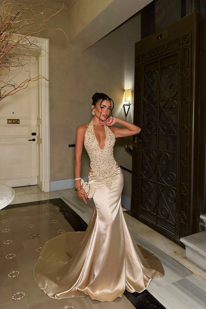 EYY Women Long Dress with Gold Stone Details - Langen