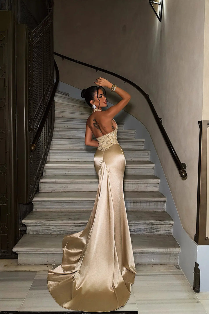 EYY Women Long Dress with Gold Stone Details - Langen