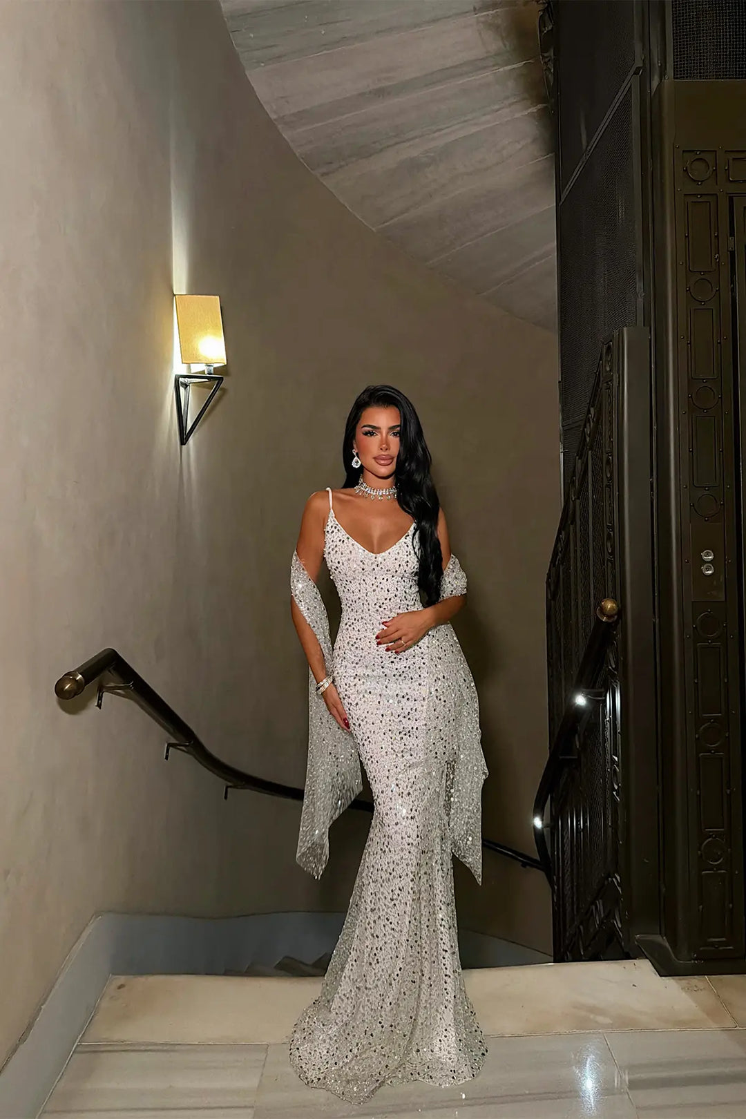 EYY Women Long Dress with Silver Sequin Detail - Leiden