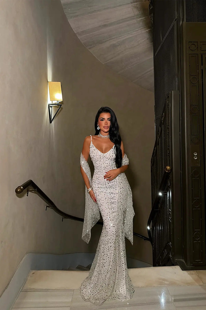 EYY Women Long Dress with Silver Sequin Detail - Leiden