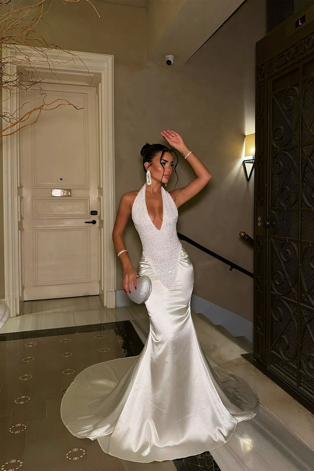 EYY Women Long Dress with White Stone Detail - Quincy