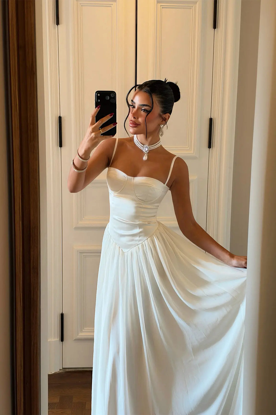EYY Women Long White Dress with Straps - Lucan