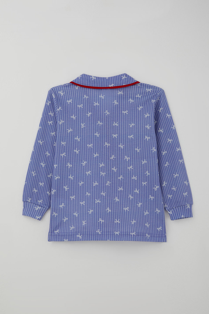 BRE Luggi Baby Kız Çocuk Pijama Takımı Fiyonk Empirme Arabiyeli Önden Düğmeli 2-8 Yaş, Lila - Dráma