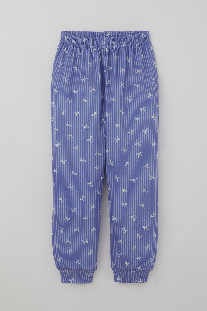 BRE Luggi Baby Kız Çocuk Pijama Takımı Fiyonk Empirme Arabiyeli Önden Düğmeli 2-8 Yaş, Lila - Dráma