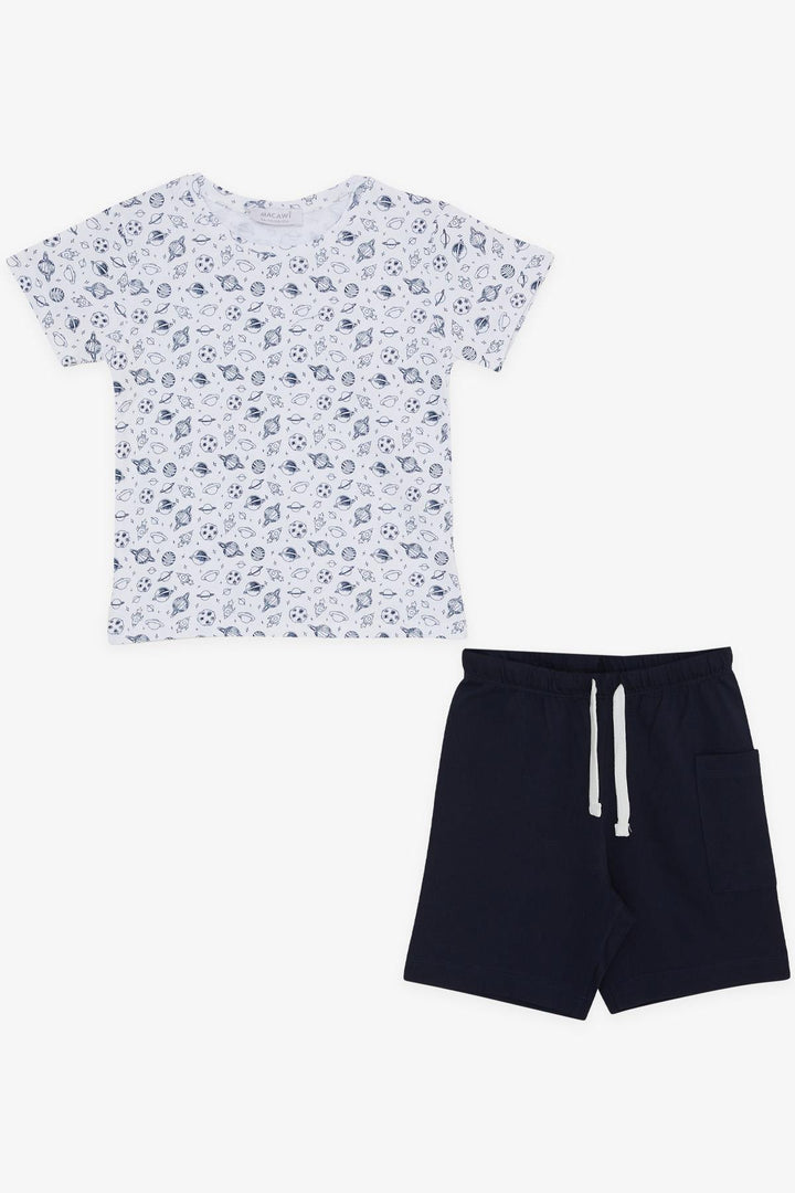BRE Macaw Boy's Shorts Set Space Themed 1.5-5 Years, Beige - Providence