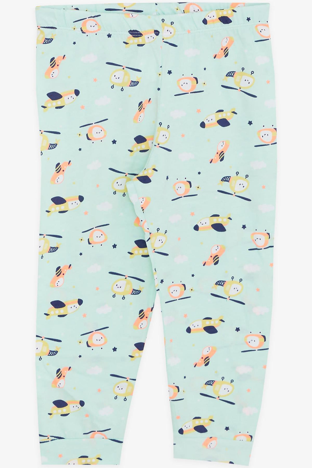 BRE Macaw Girl's Pajama Set Colorful Helicopter Patterned 1.5-5 Years, Aqua Green - Muskegon