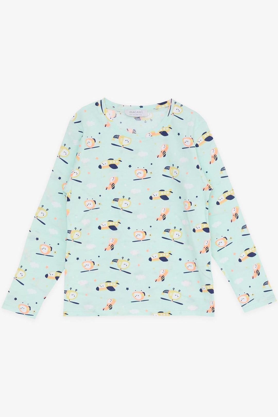 BRE Macaw Girl's Pajama Set Colorful Helicopter Patterned 1.5-5 Years, Aqua Green - Muskegon