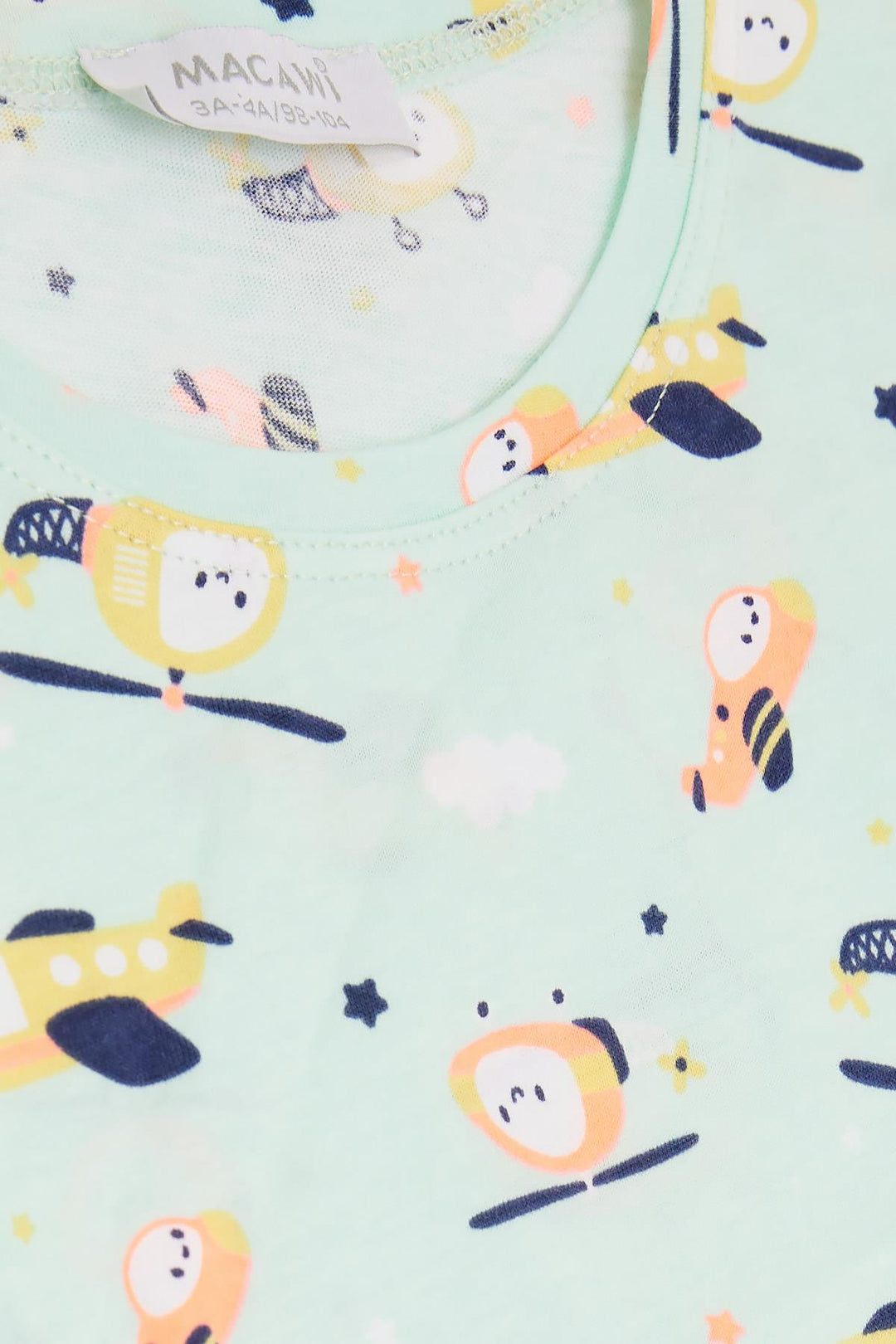 BRE Macaw Girl's Pajama Set Colorful Helicopter Patterned 1.5-5 Years, Aqua Green - Muskegon